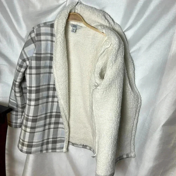 NWT ,sherpa lined  plaid jacket,open front  Large P ,Nwt PTP 22” - Picture 6 of 8